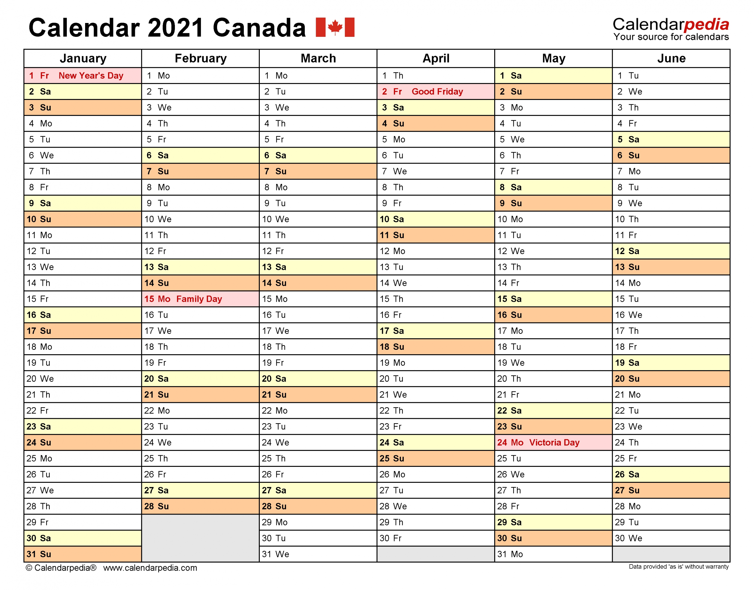 Canada Calendar 2021 - Free Printable Pdf Templates-4 Inch By 7 Inch 2021 .Pdf Calendar