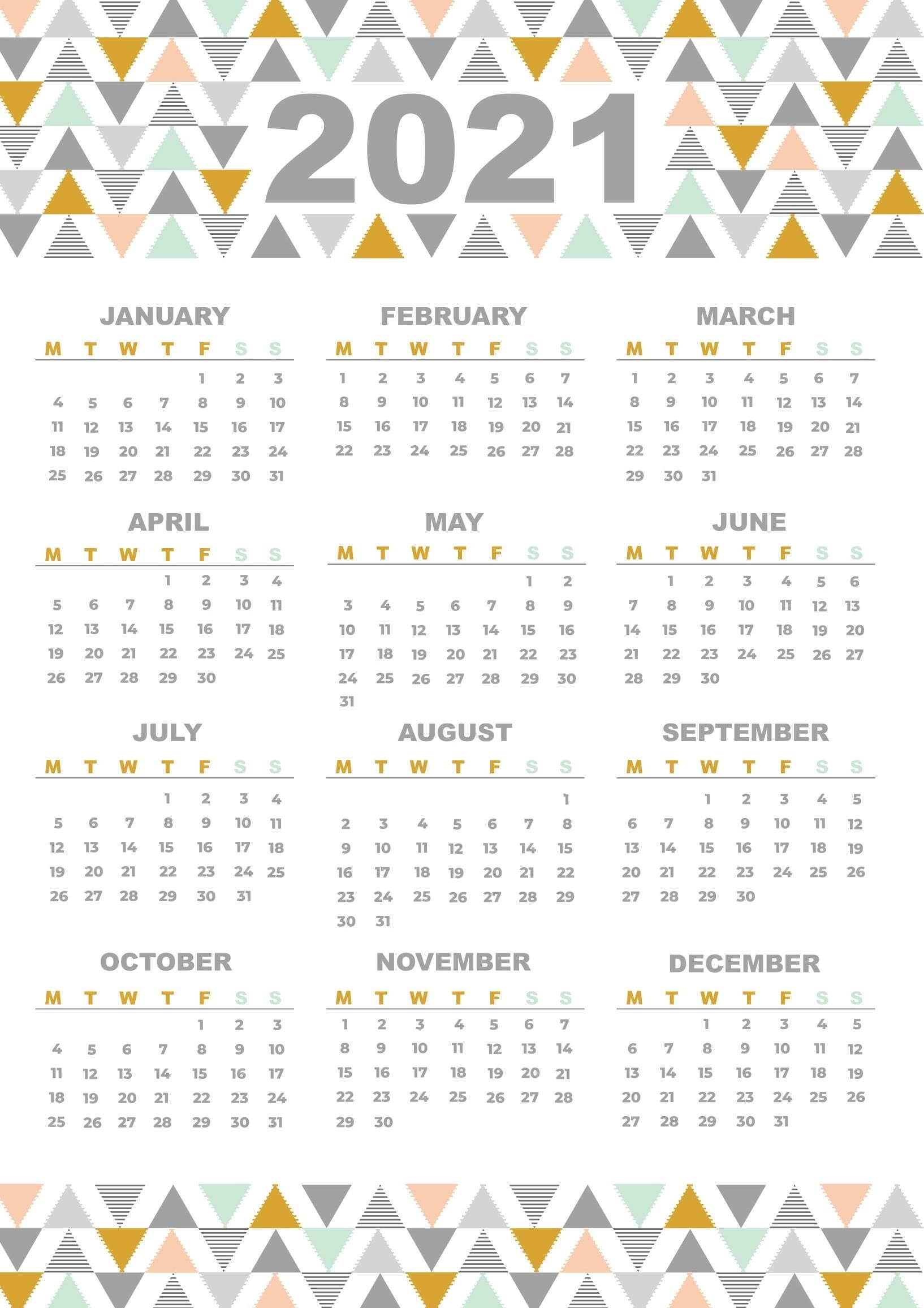 Colorful Yearly Calendar Template With Notes 2021 Word - Set-2021 Yearly Calendar Printable Word