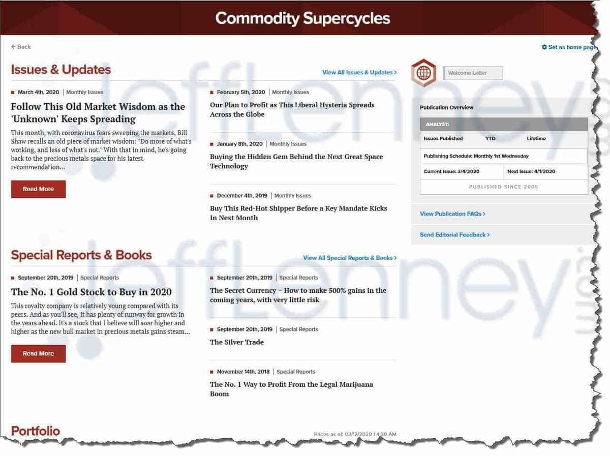 Commodity Supercycles Review (Bill Shaw) By Real Member-List Of Monthly Shaw Bills For 2021