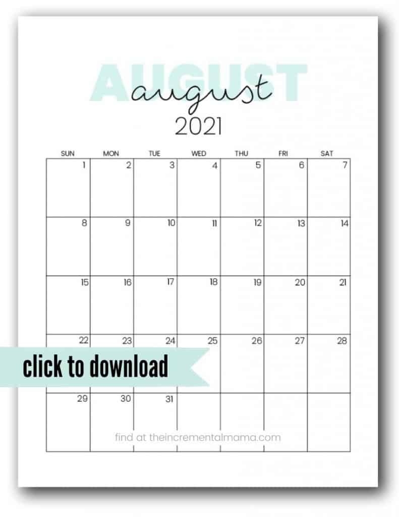 Cute 2021 Printable Calendar (12 Free Printables)-August 2021 Printable Bill