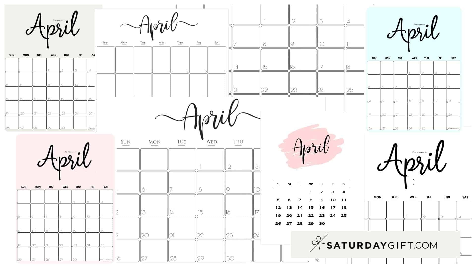 Cute (&amp; Free!) Printable April 2021 Calendar | Saturdaygift-Monthly Calendar Printable 2021