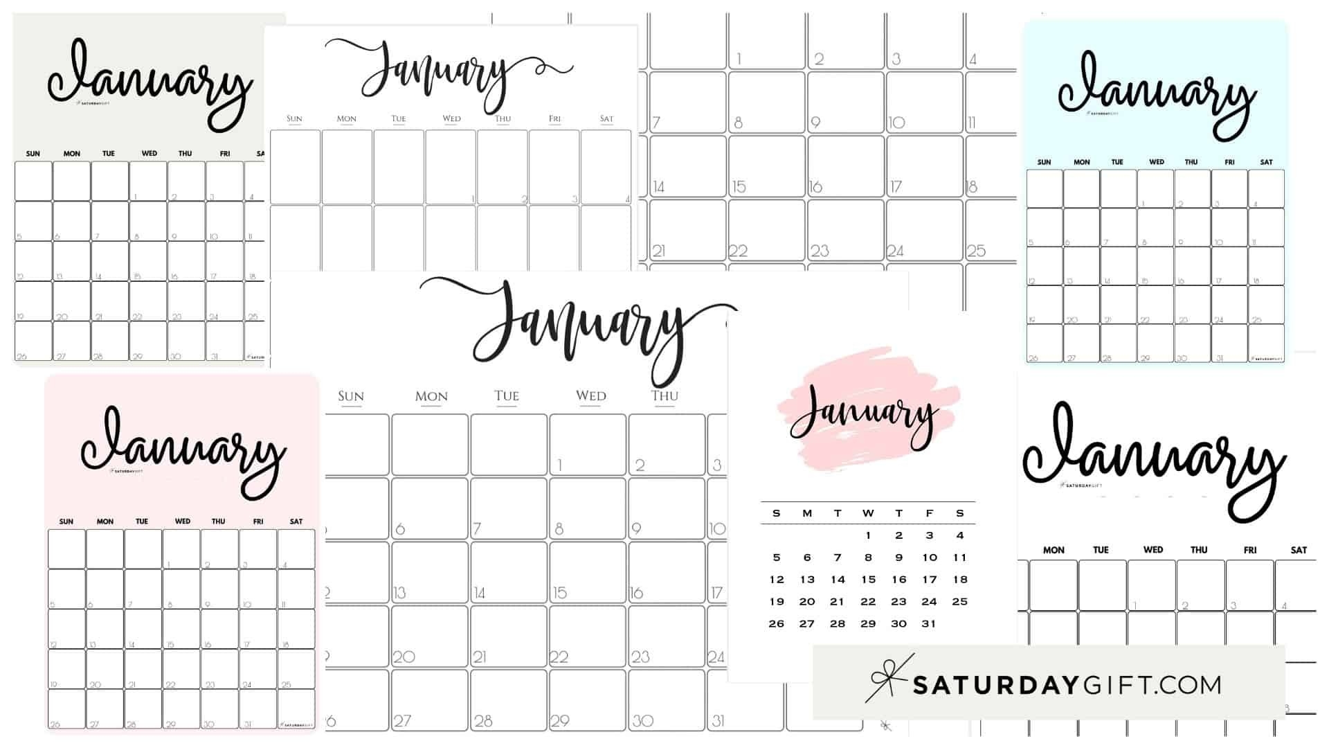 Cute (&amp; Free!) Printable January 2021 Calendar | Saturdaygift-Monthly Calendar Printable 2021