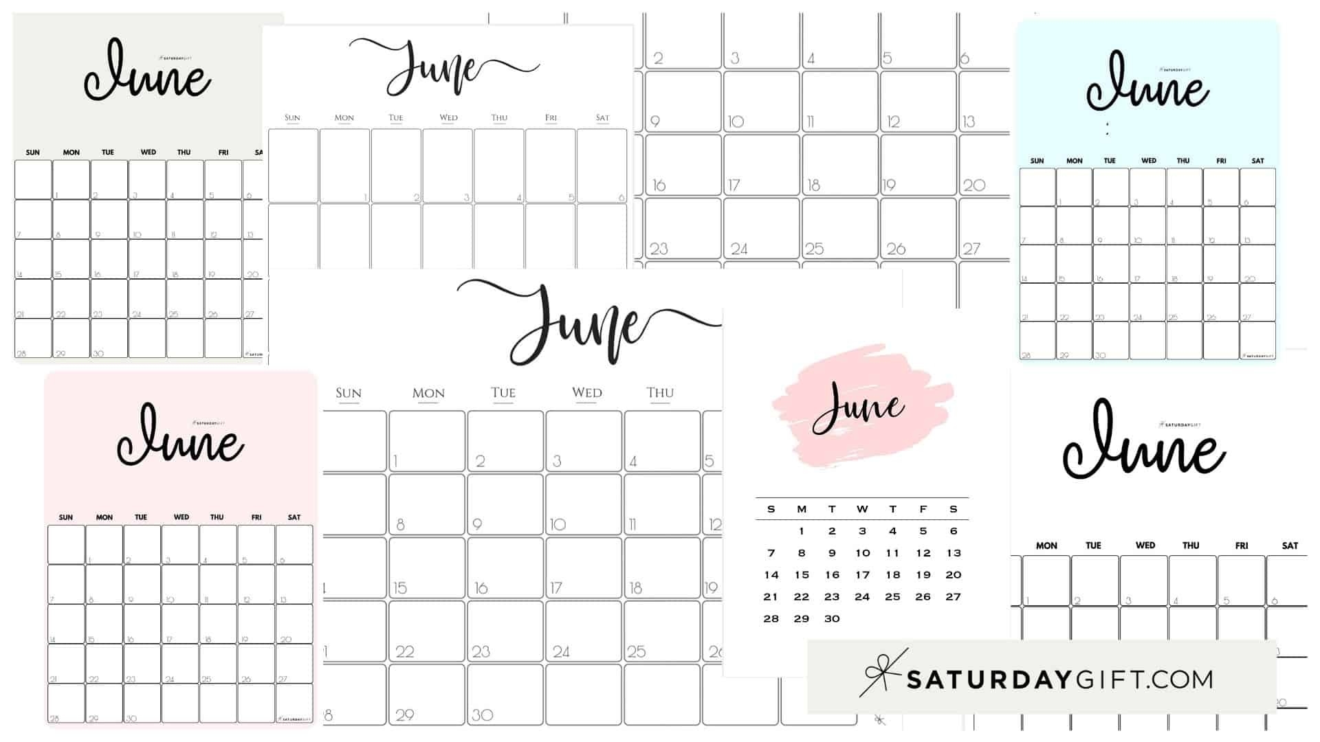Cute (&amp; Free!) Printable June 2021 Calendar | Saturdaygift-Free Printable 2 Page Monthly Calendar Template 2021
