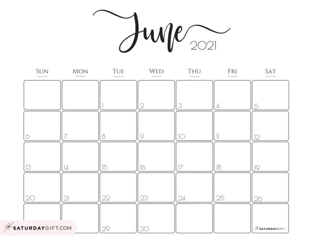 Cute (&amp; Free!) Printable June 2021 Calendar | Saturdaygift-June 2021 Calendar Legal Print Size