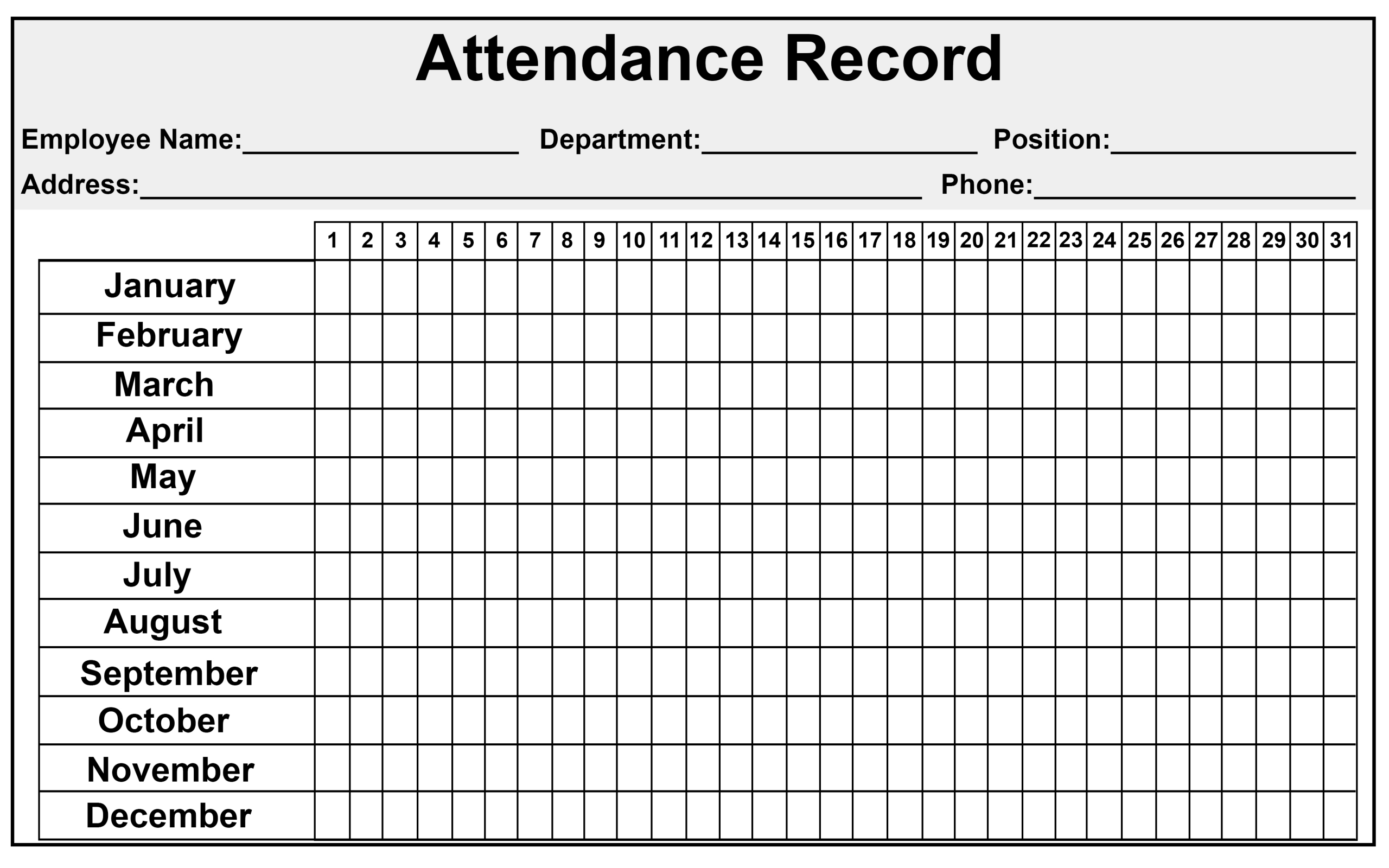 Daily Attendance Sheet Printable