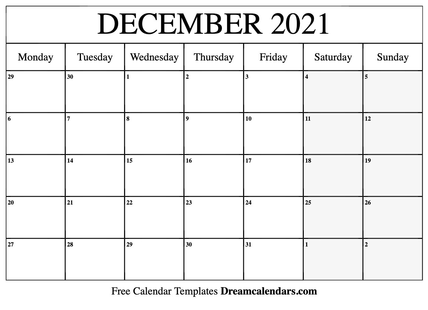 December 2021 Calendar | Free Blank Printable Templates-Printale Blank Calendar Fill In 2021