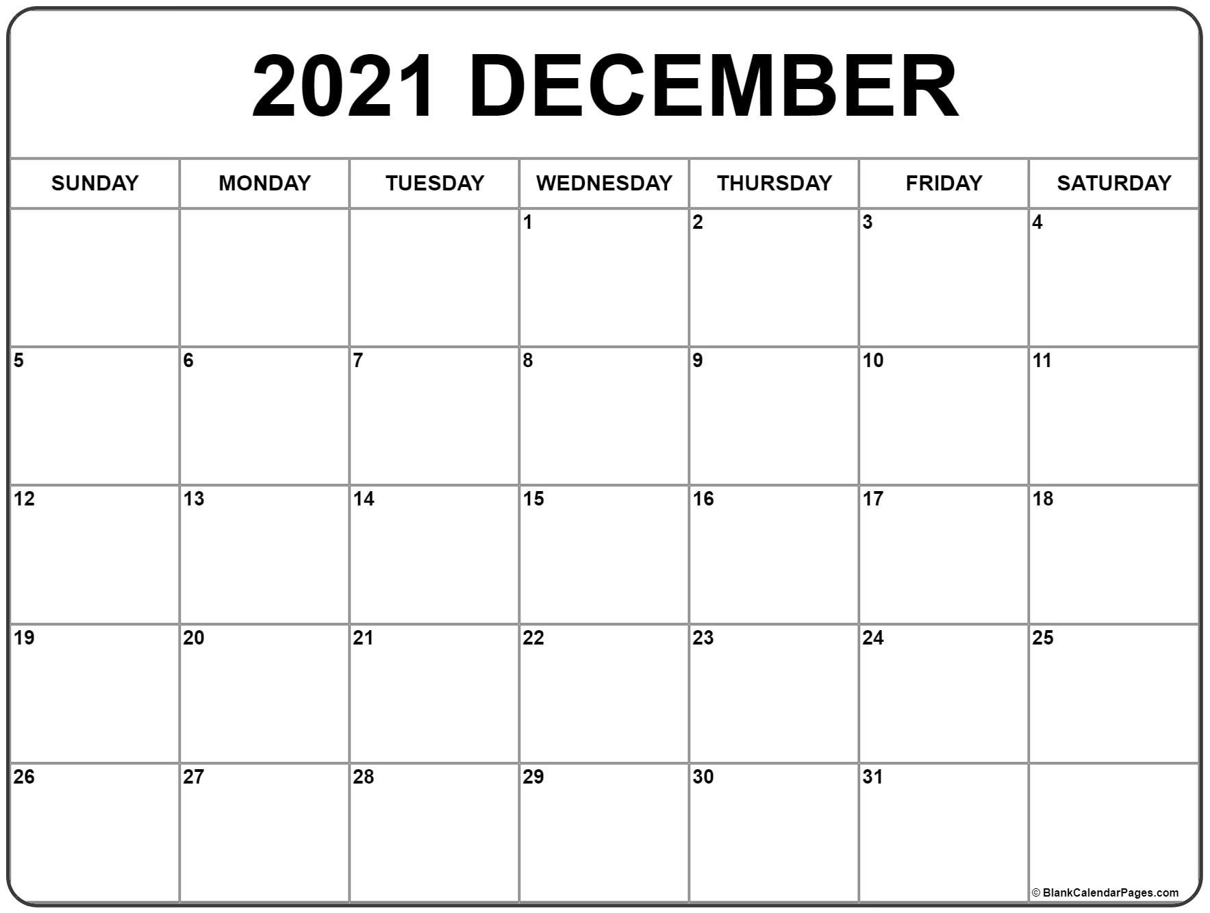 December 2021 Calendar | Free Printable Monthly Calendars-2021 Calendar Free Printable Bills