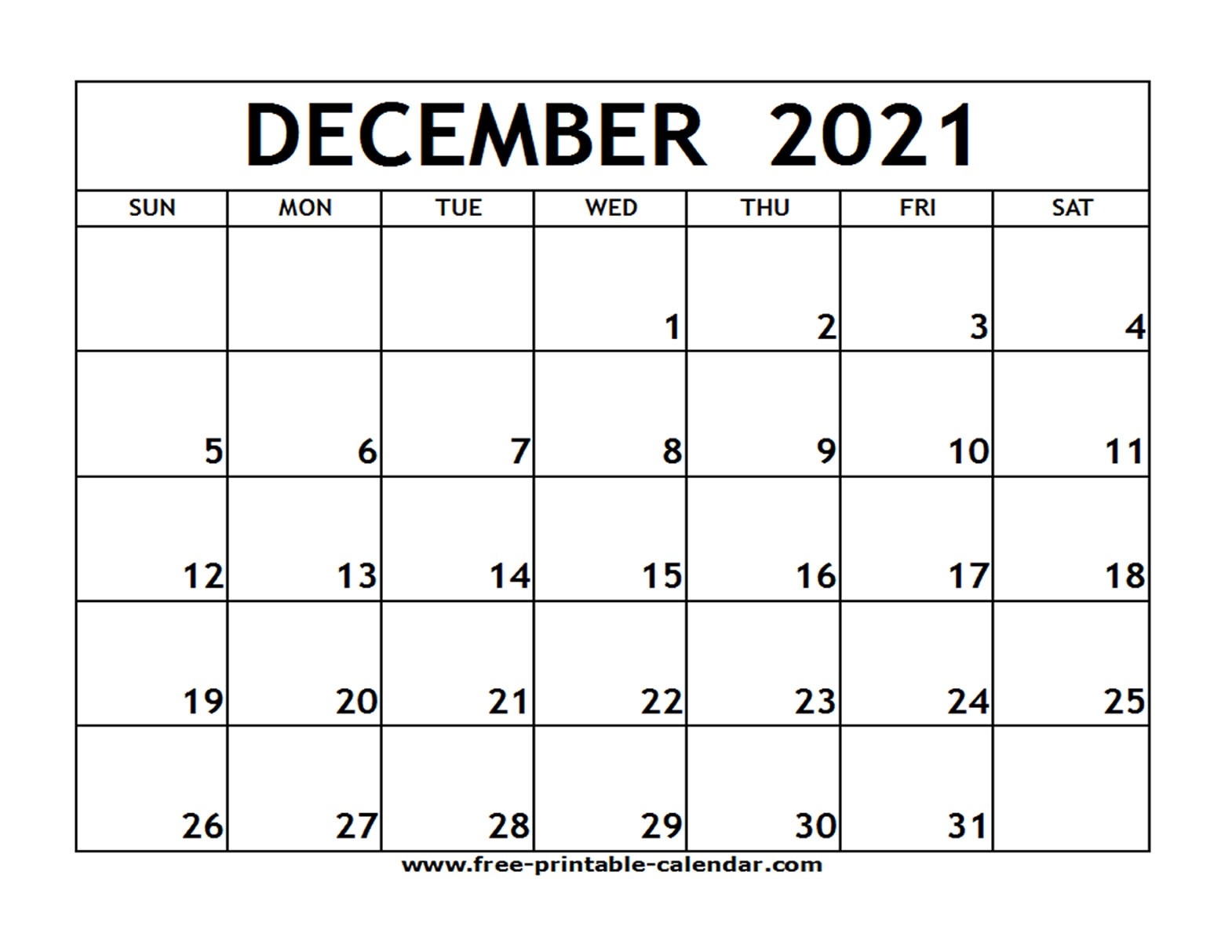 December 2021 Printable Calendar - Free-Printable-Calendar-December 2021 Monthly Calendar Printable Free Word