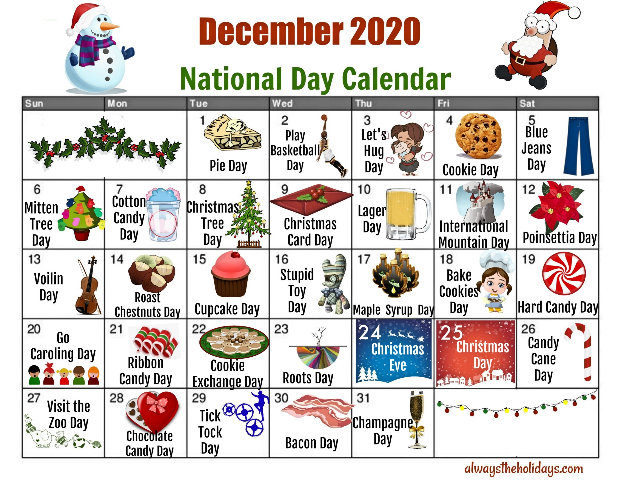 December National Day Calendar - Free Printable Calendars-National Food Days In May 2021