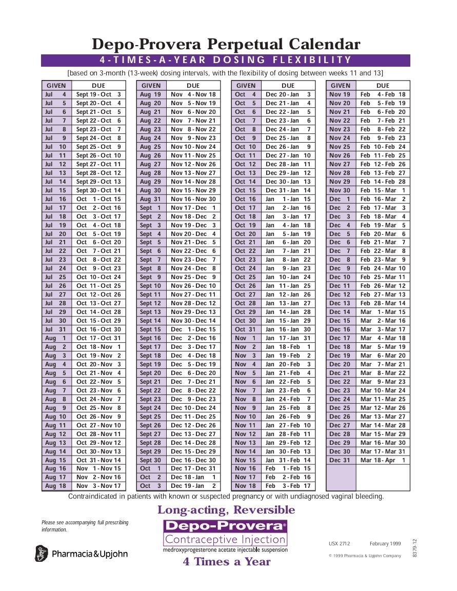 Depo Provera Calendar | Kostilka | Calendar Printables-Depo Provera Calculator 2021