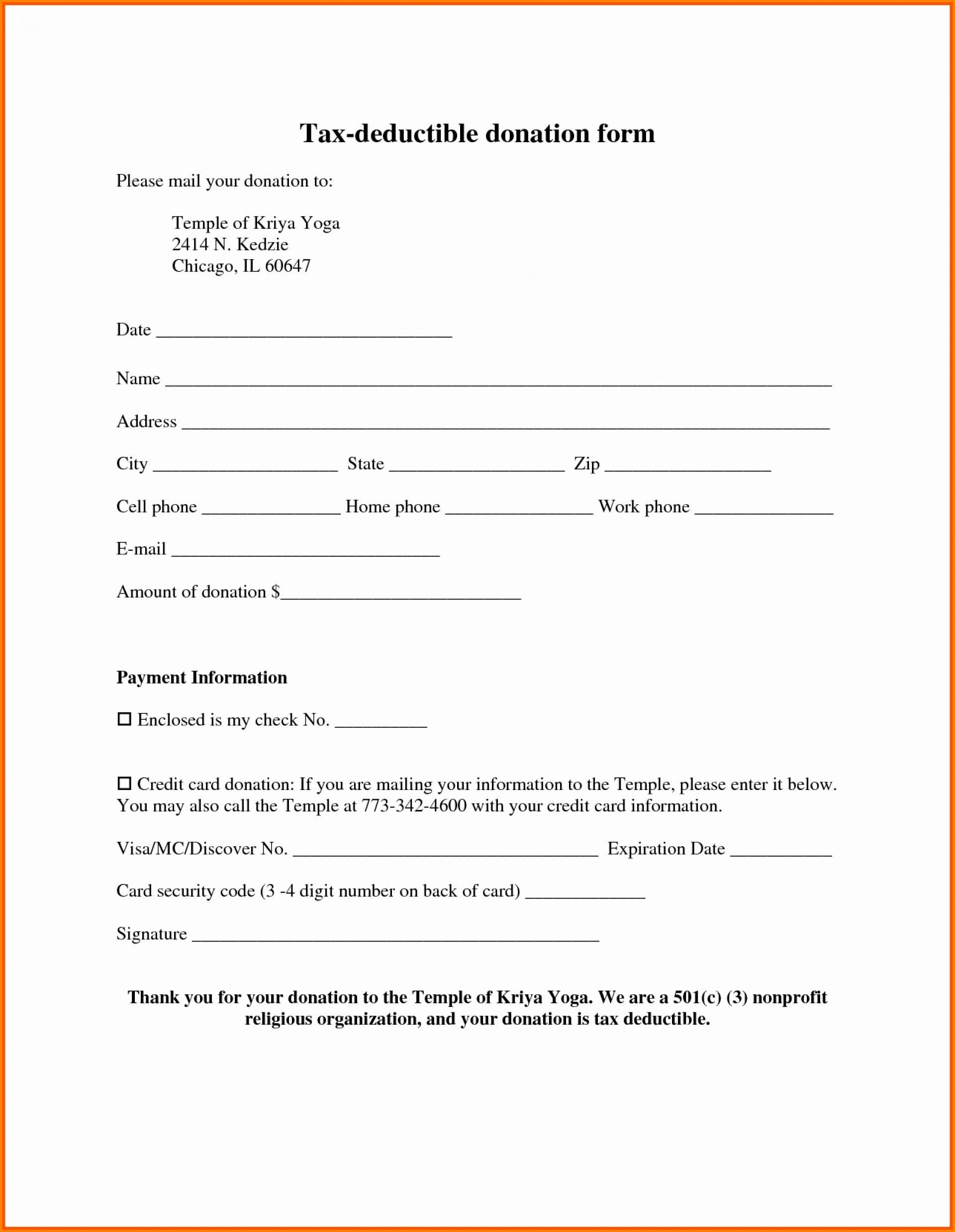 Donation Form Template Income Tax Request Pdf Free Non-Free Printout Tax Desk Card