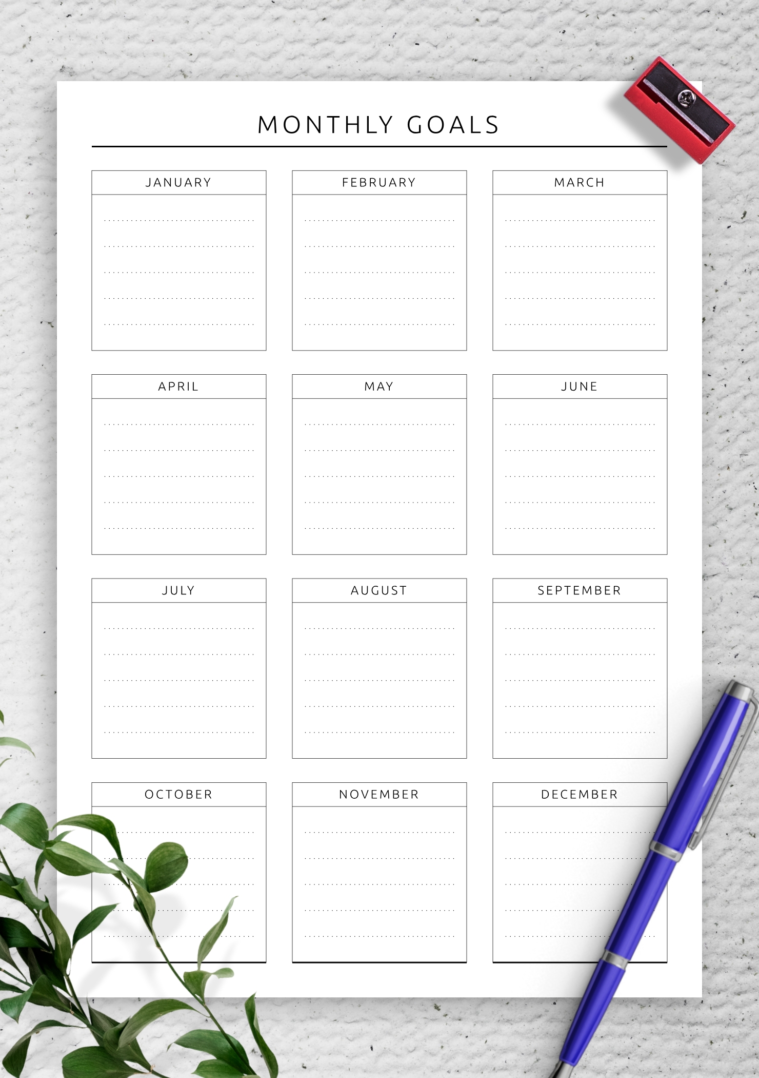 Download Printable Monthly Goals List For A Year Pdf-Printable Monthly Checklist For 2021