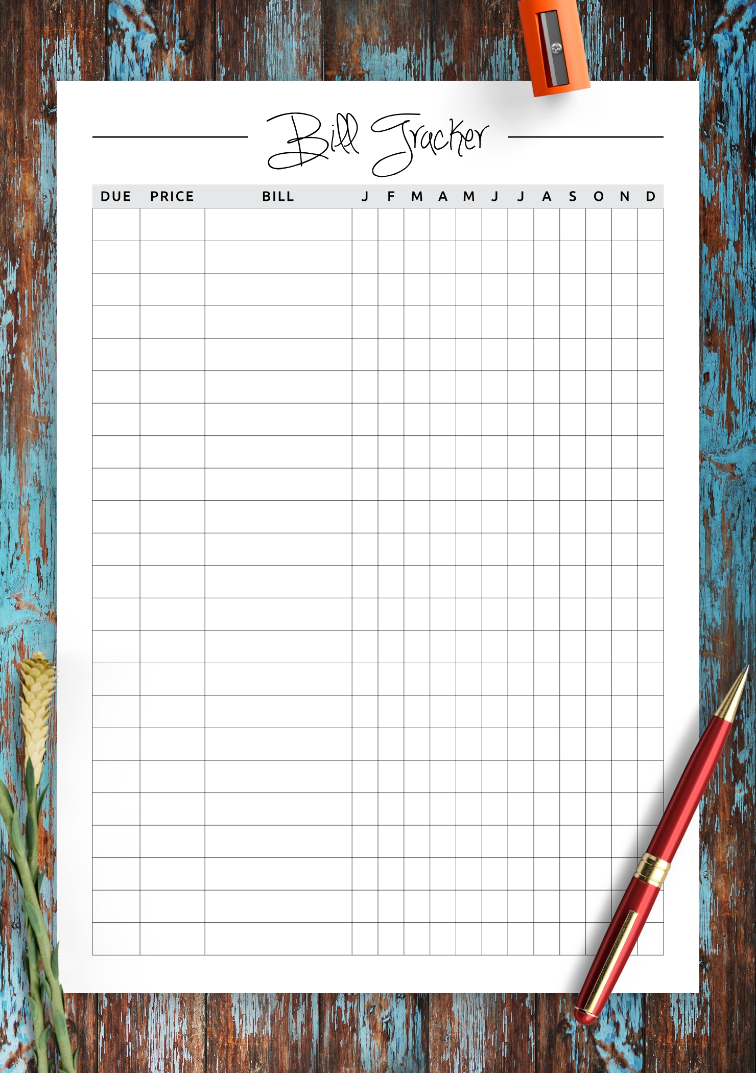 Download Printable Square Grid Monthly Bill Tracker Pdf-2021 Monthlyi Bills