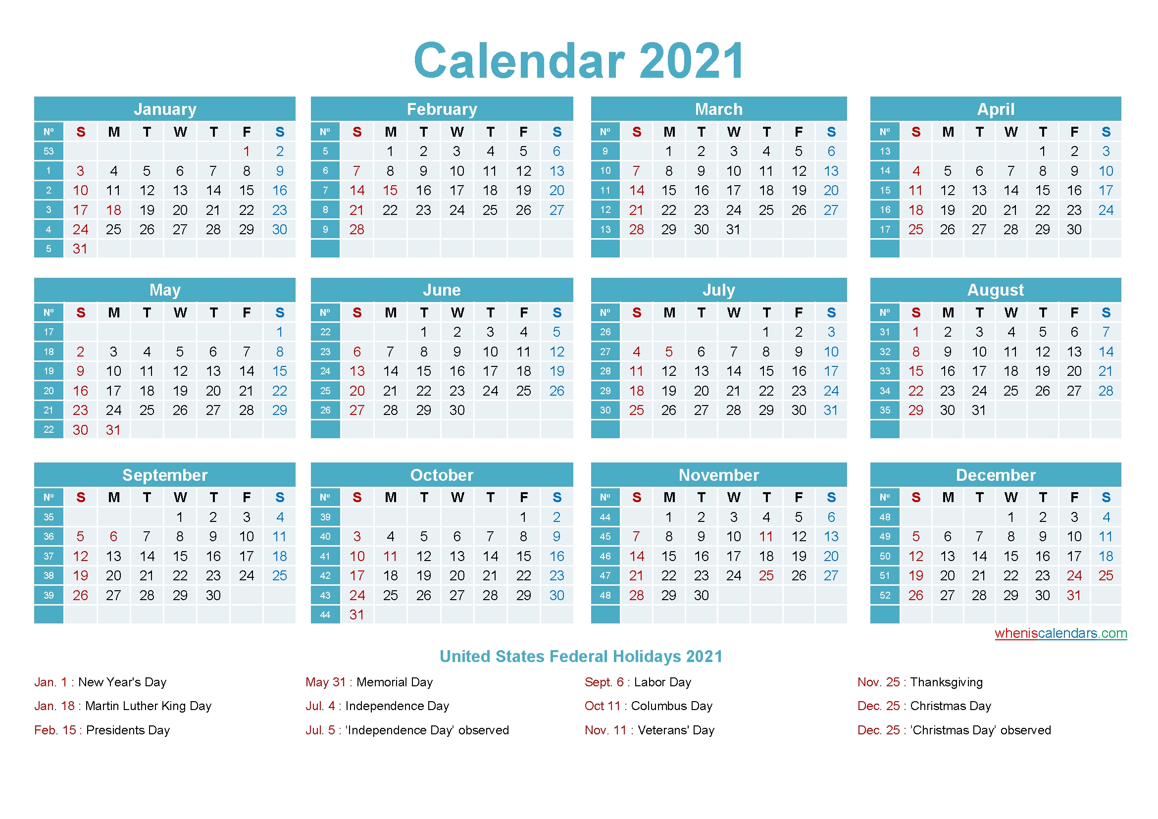 Editable Calendar Template 2021 - Template No.ep21Y12-Microsoft Free Calendar Template 2021