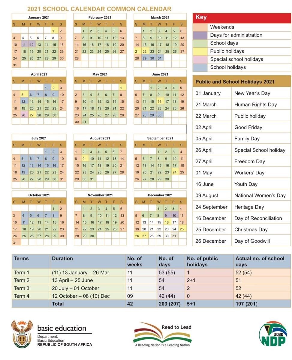 Govt Publishes Revised 2021 School Calendar South Afr vrogue.co