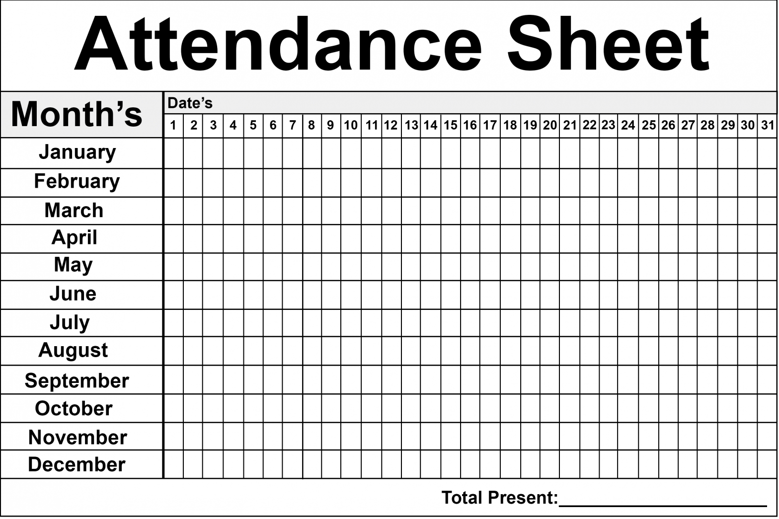 Attendance Sheet Template For 2021 Calendar Template Printable