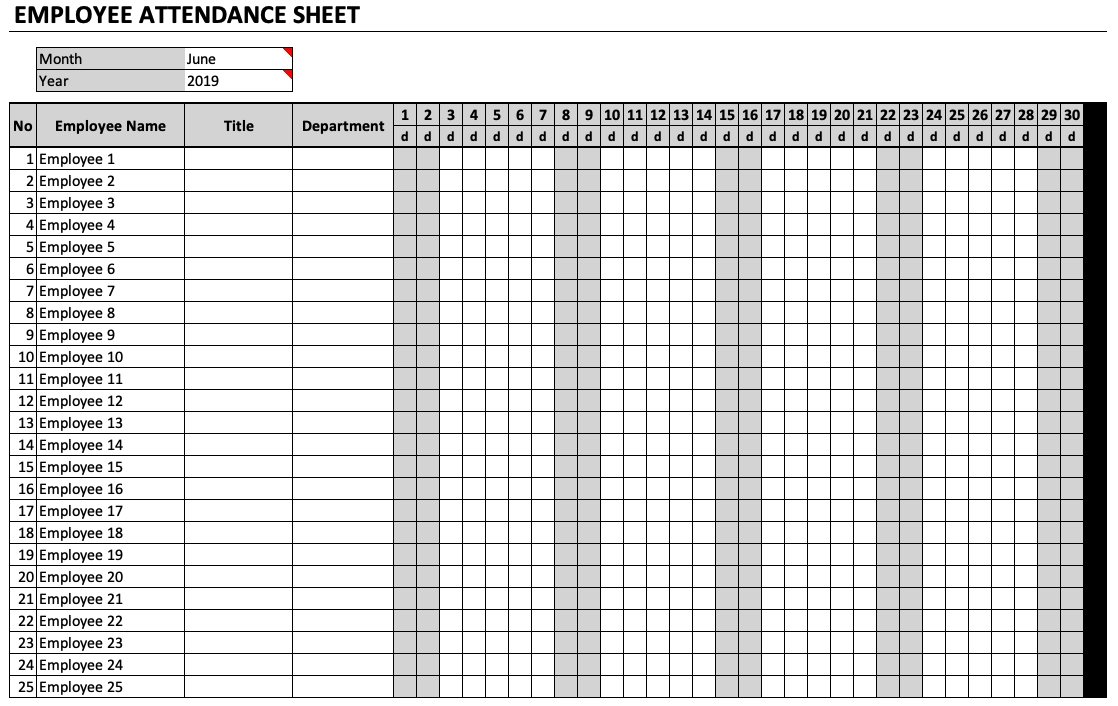 Free Printable Employee Attendance Forms 2021 | Calendar ...