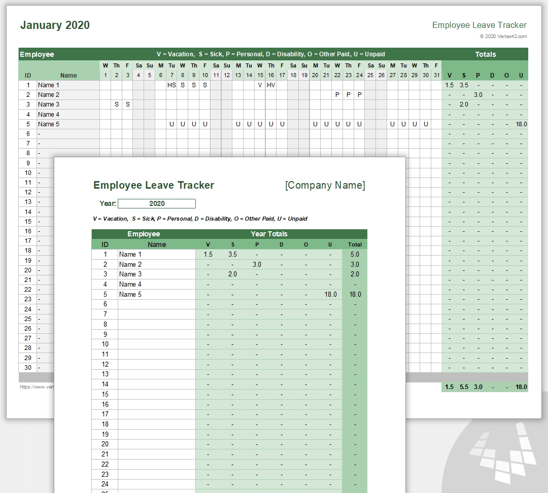 Employee Leave Tracker Template - Leave Schedule-2021 Employee Vacation Planner