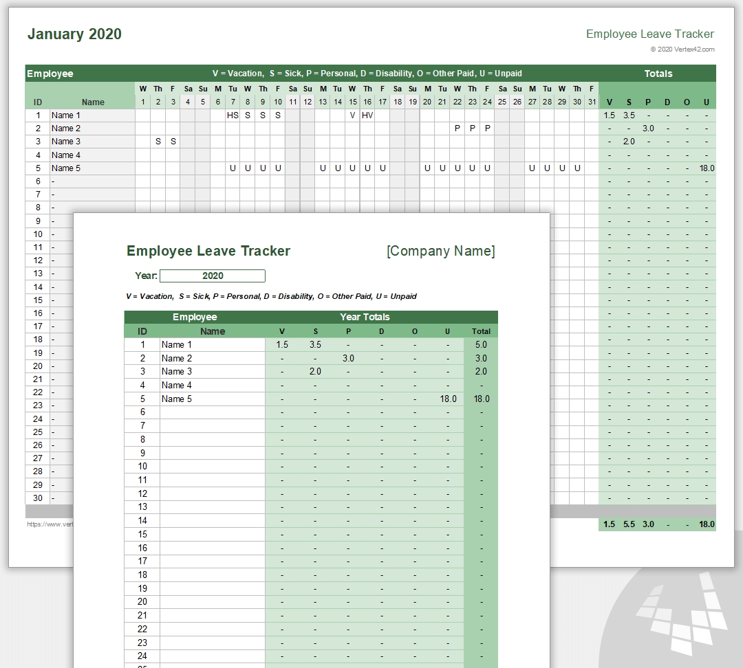 Employee Leave Tracker Template - Leave Schedule-2021 Leave Planner Excel Template