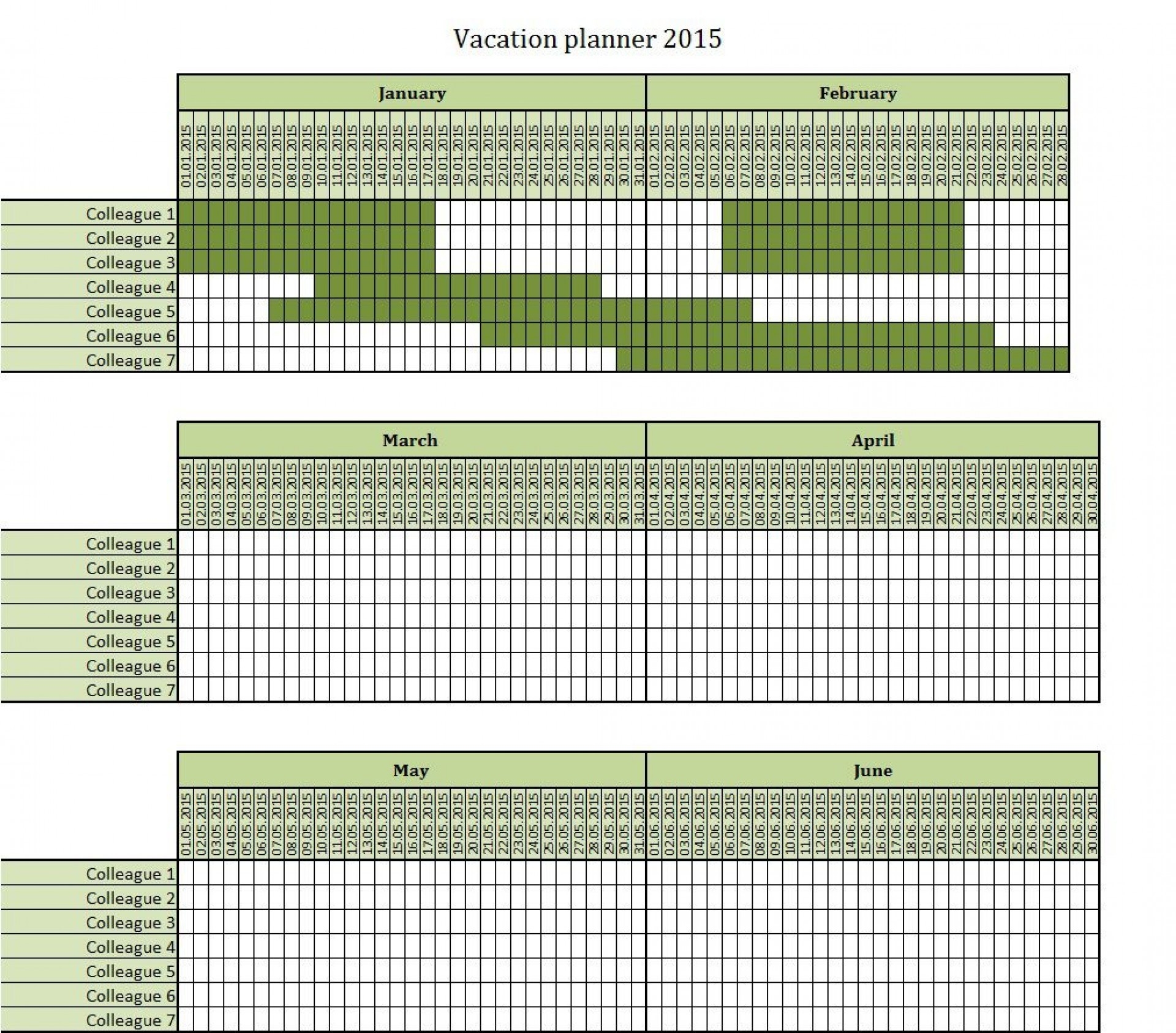 Free Vacation Plan Excel 2021 Calendar Template Printable