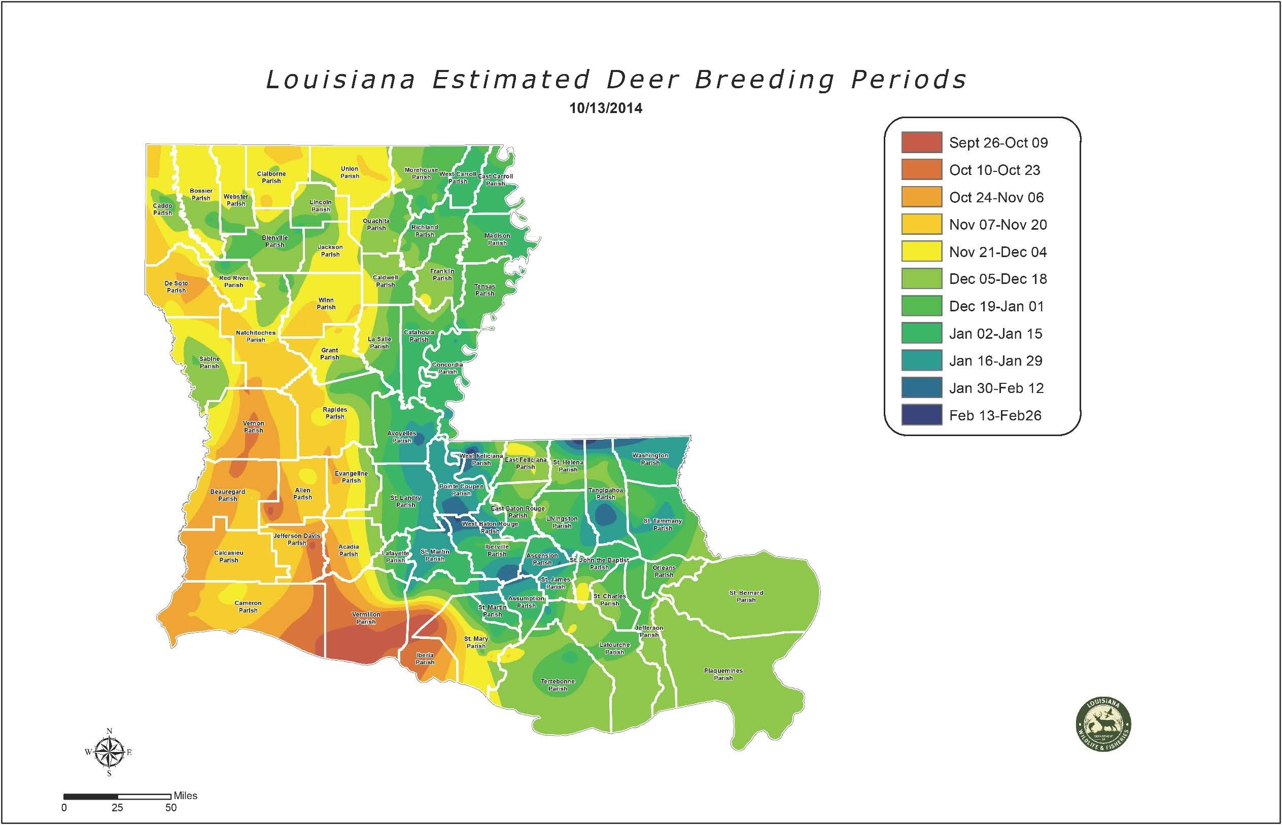 Estimated Deer Breeding Periods | Louisiana Department Of-Louisiana Deer Rut Calendar