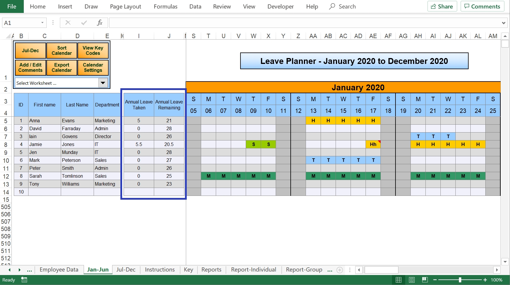Excel Holiday Planner - Staff Holiday Management-2021 Monthly Vacation Planner Excel