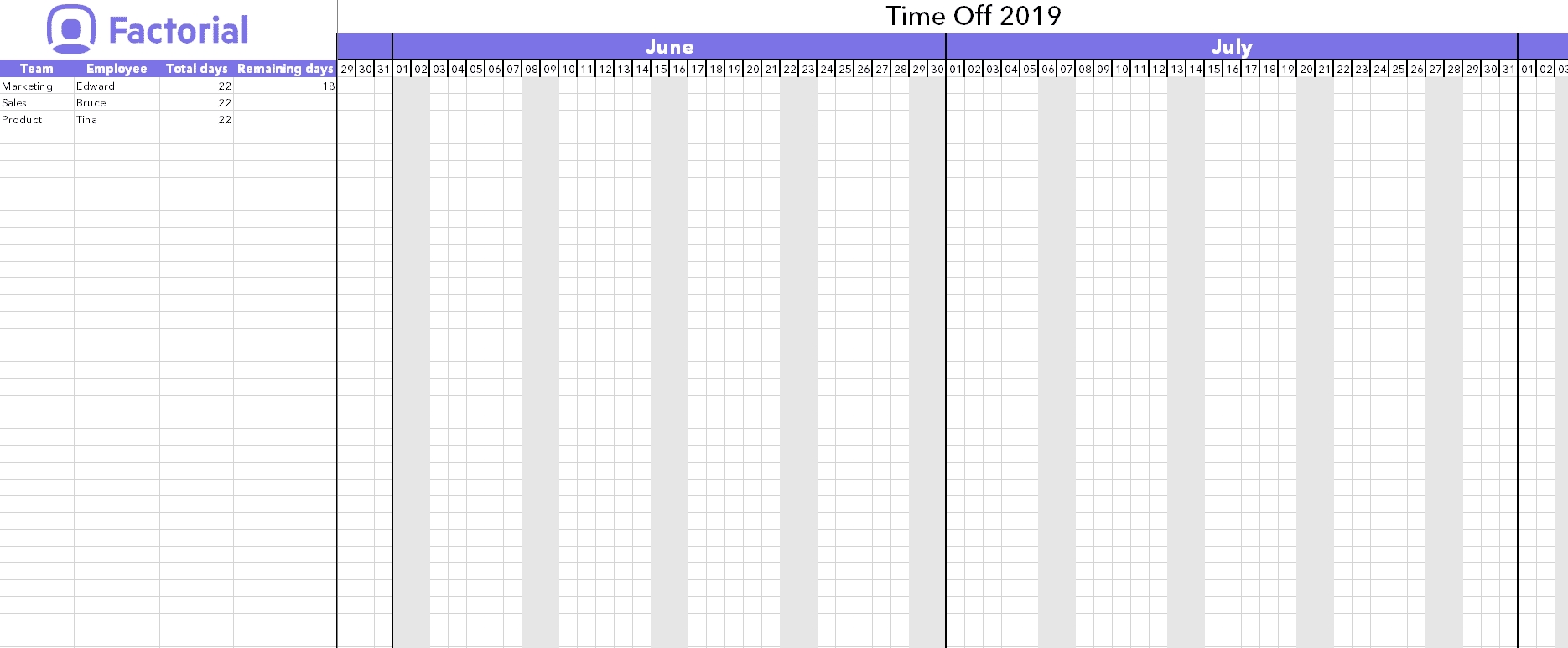 ? Manage Time Off Requests W/ Free Template | Factorial-Employee Vacation Tracker Templates 2021