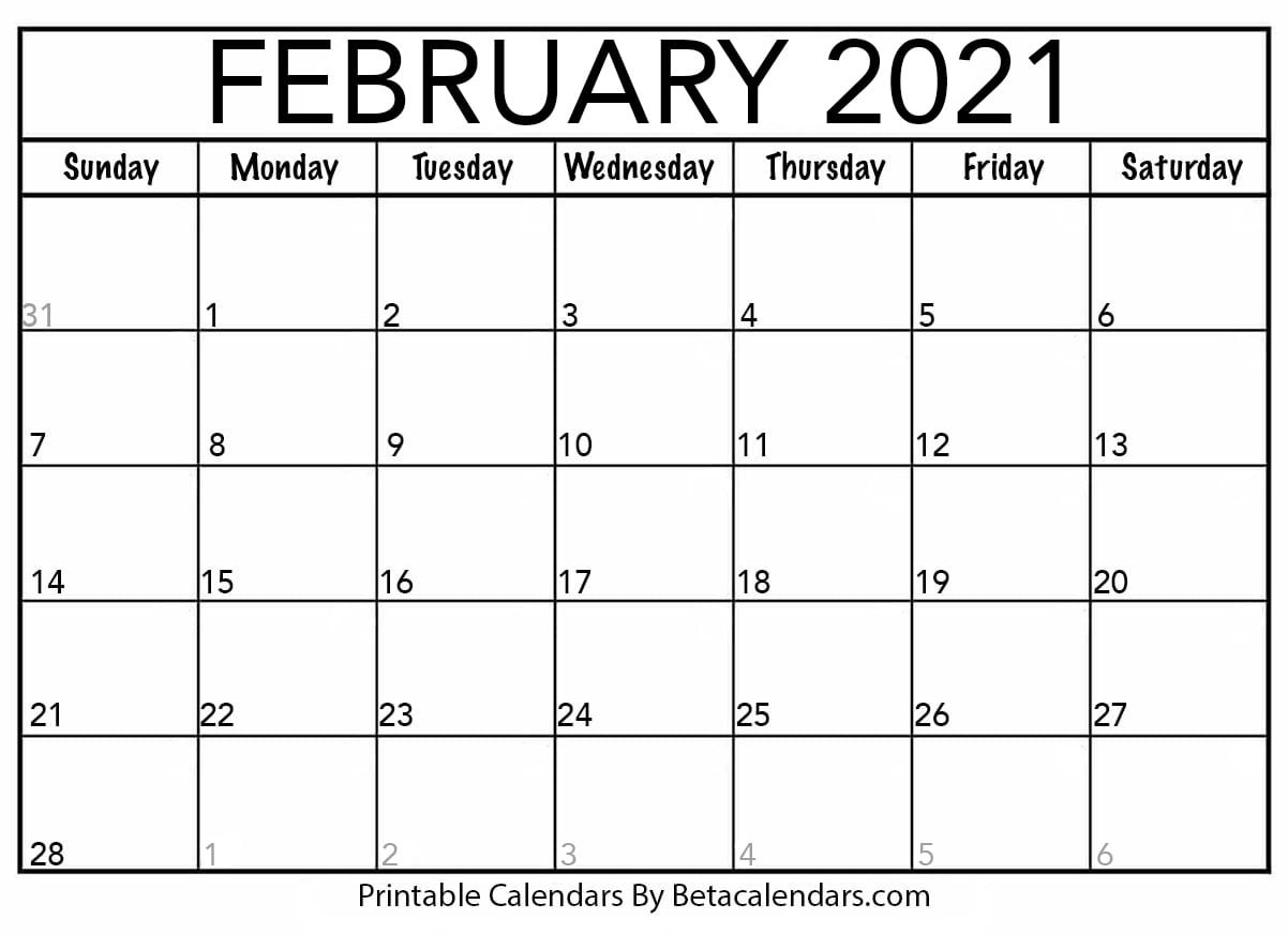 February 2021 Calendar | Blank Printable Monthly Calendars-2021 Calendar That Shows Only Monday Through Friday