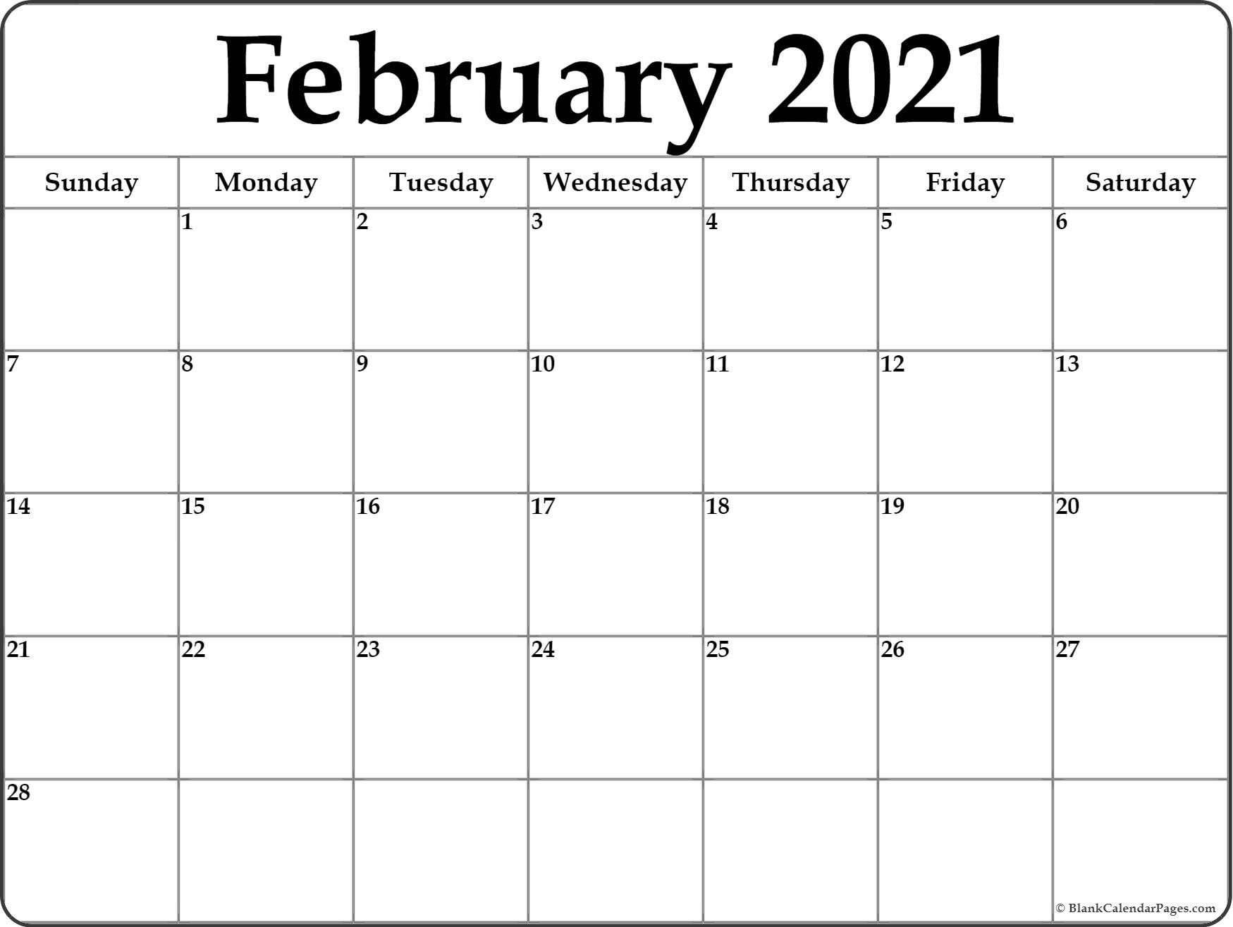 February 2021 Calendar | Free Printable Monthly Calendars-2021 Monthly Calendar Template Word