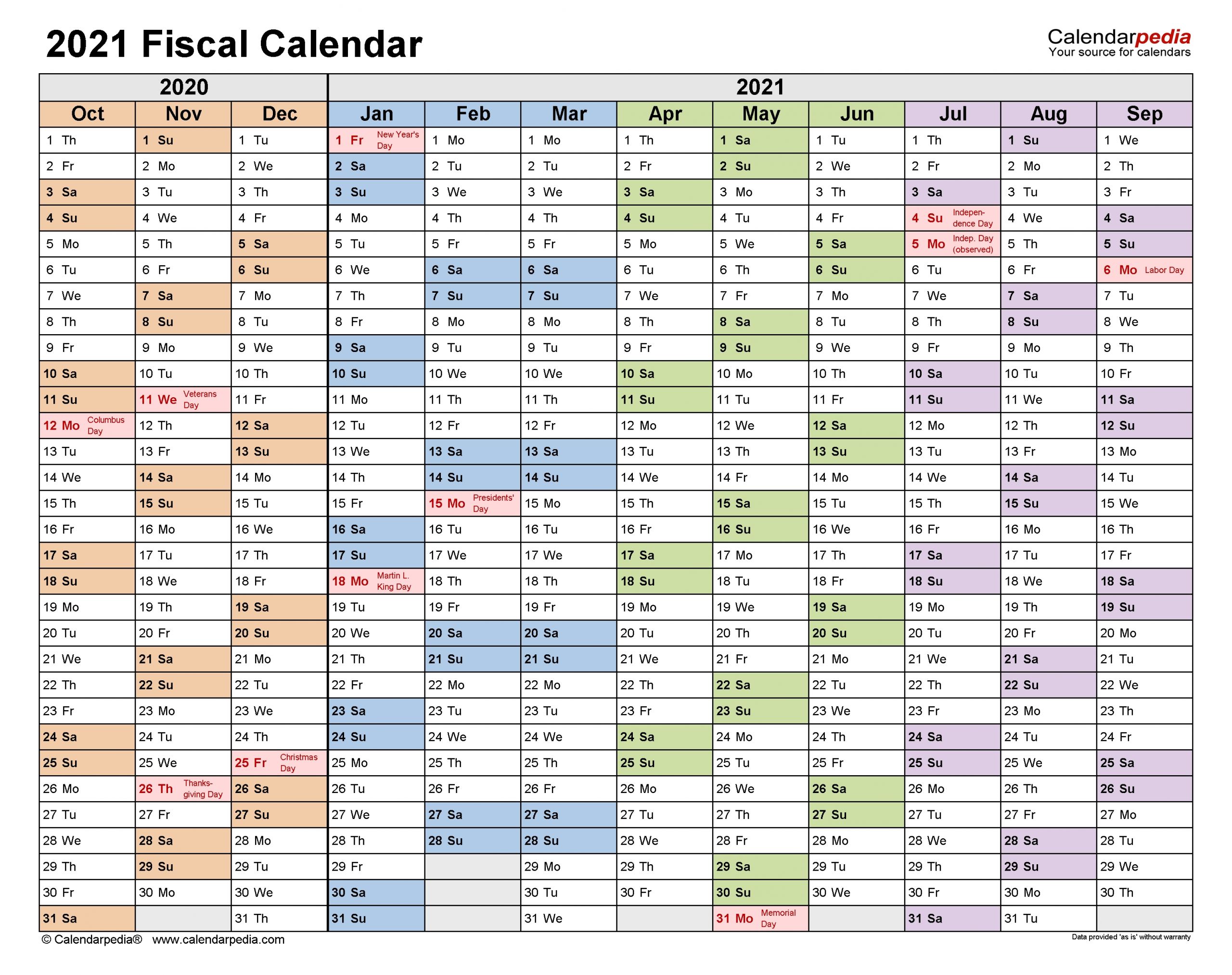 Fiscal Calendars 2021 - Free Printable Pdf Templates-Fiscal Calendar For October 2021