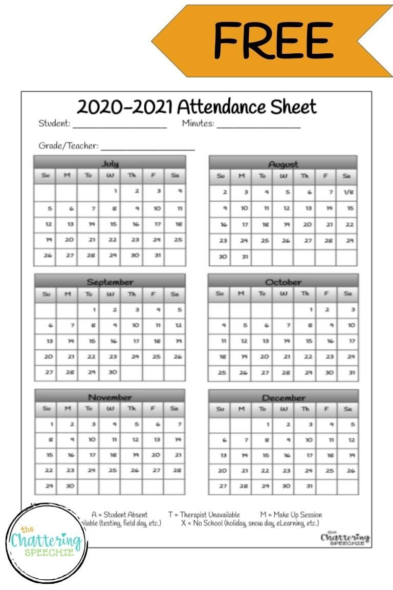 Free 2020-2021 Attendance Sheet For Slps, Ots, And Pts-Attendance Sheet Template For 2021