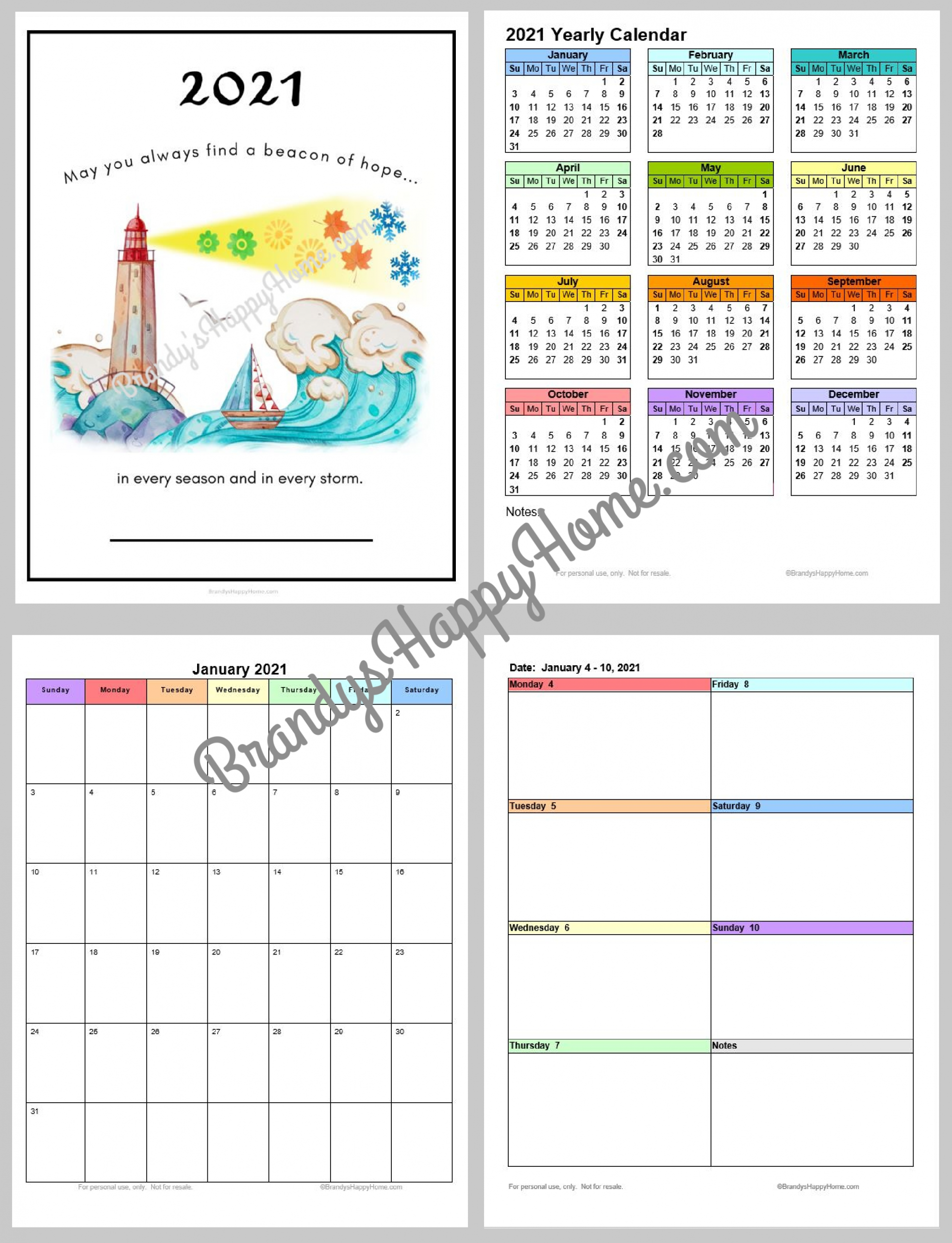 Free 2021 Calendar Planner Printables-2021 Monthly Calendar Printable 2 Page