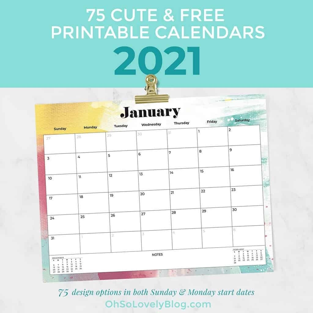 Free 2021 Calendars — 75 Beautiful Designs To Choose From!-Print Free 2021 Calendars Without Downloading