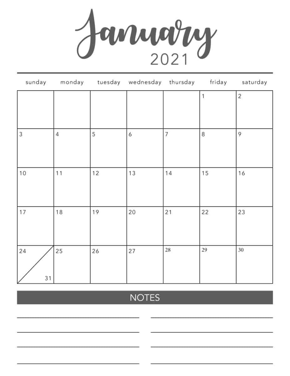 Free 2021 Printable Calendar Template (2 Colors!) - I Heart-2021 Monthly Fill In The Blanks Print Out