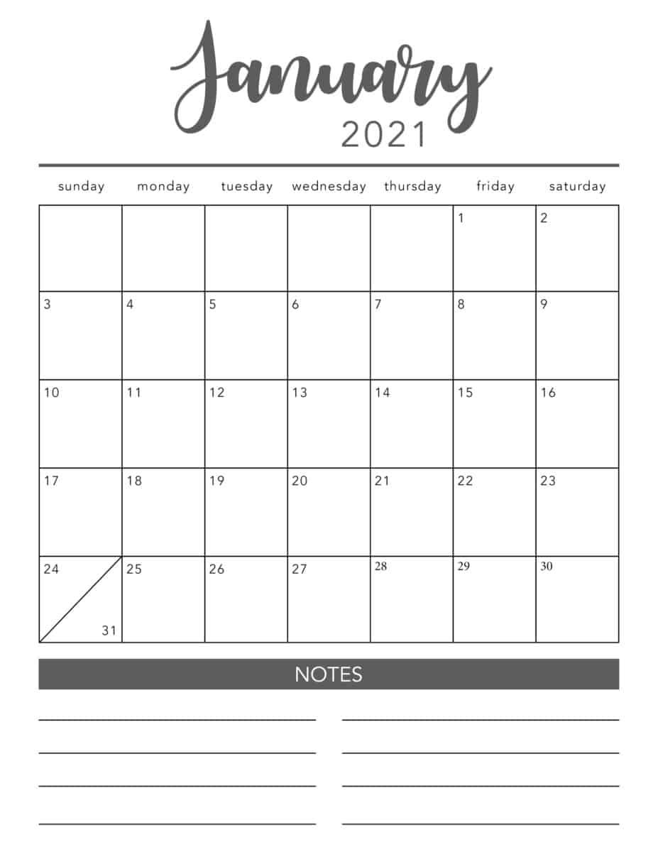 Free 2021 Printable Calendar Template (2 Colors!) - I Heart-Fill In Calendars 2021