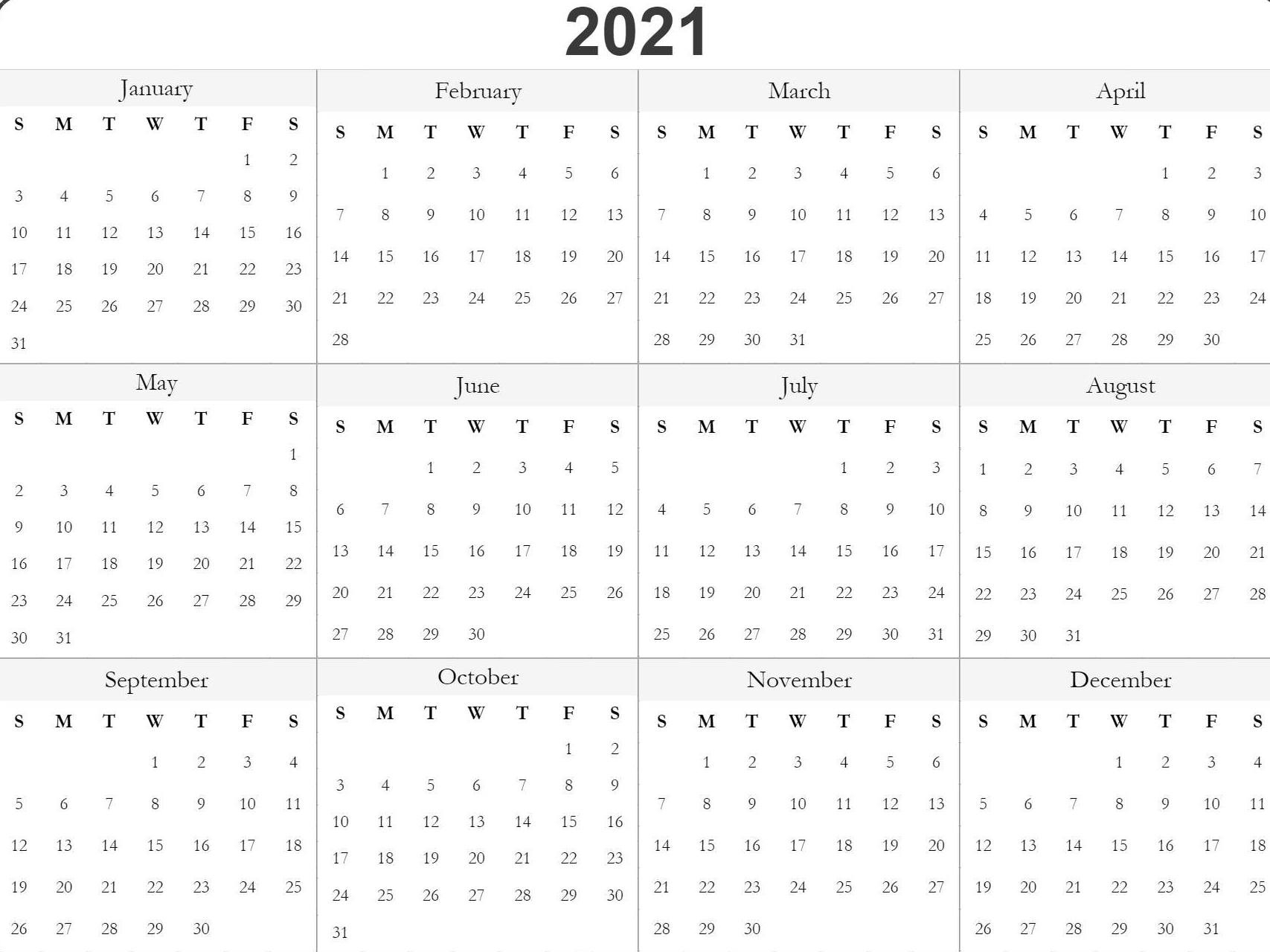 Free 2021 Printable Monthly Calendar With Holidays Word Pdf-2021 Monthly Calendar Template Word