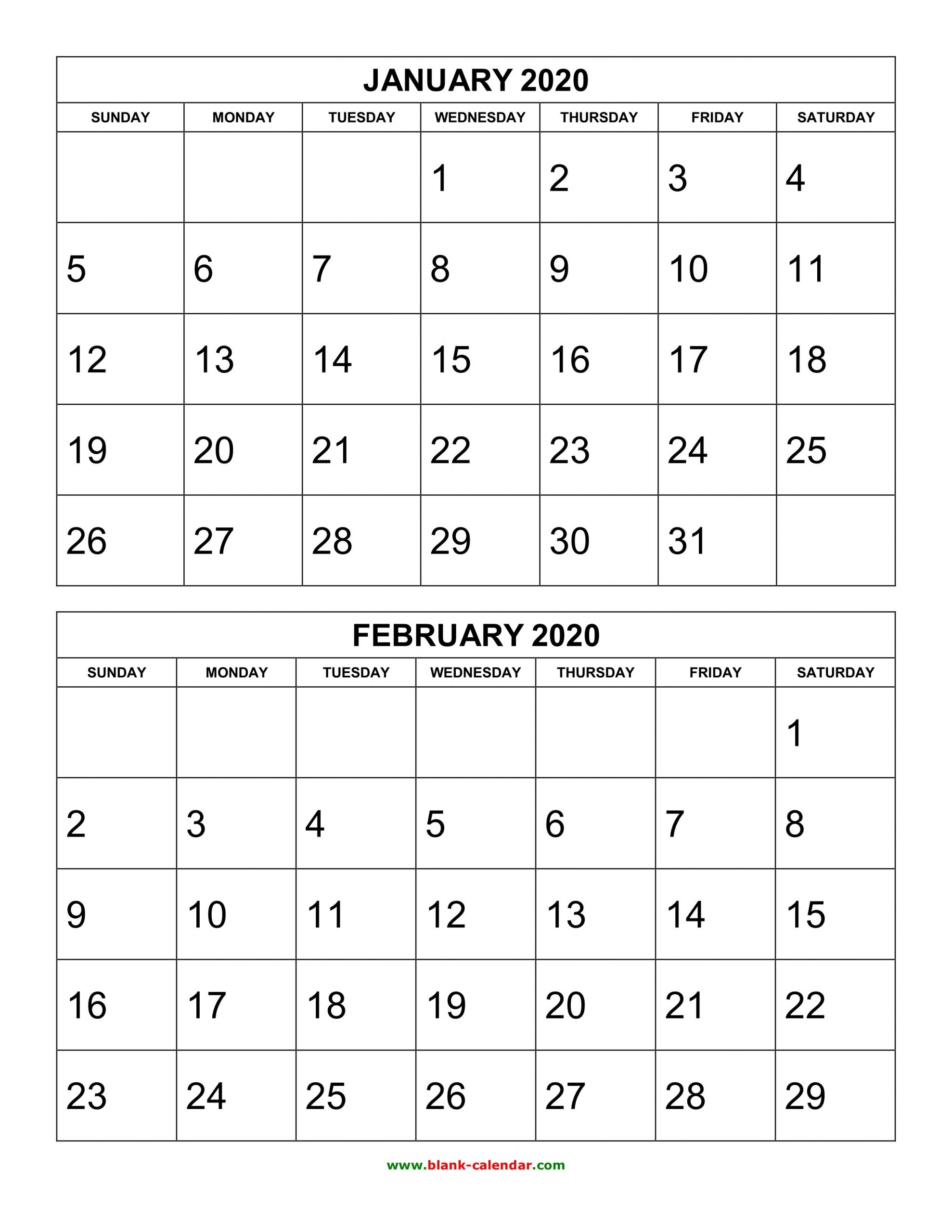 Free Download Printable Calendar 2020, 2 Months Per Page, 6-Free Printable Calendar 2021 2 Month Per Page