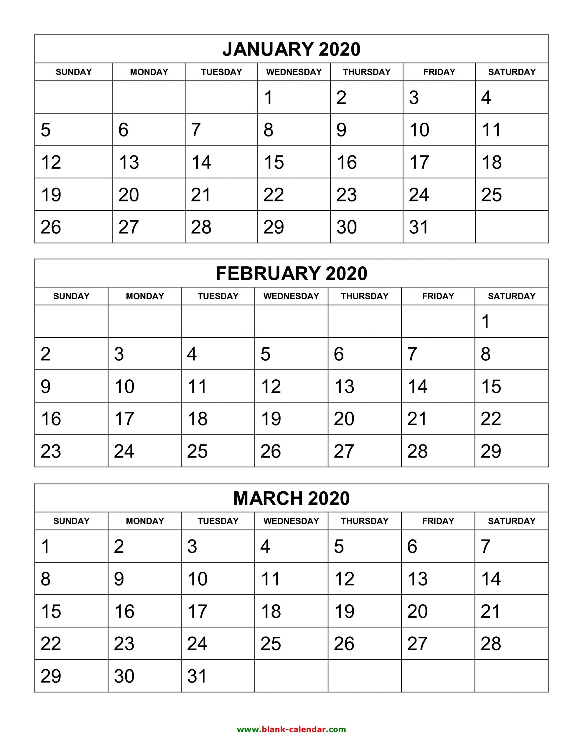 Free Download Printable Calendar 2020, 3 Months Per Page, 4-2021 Three Month Word Calendar Template