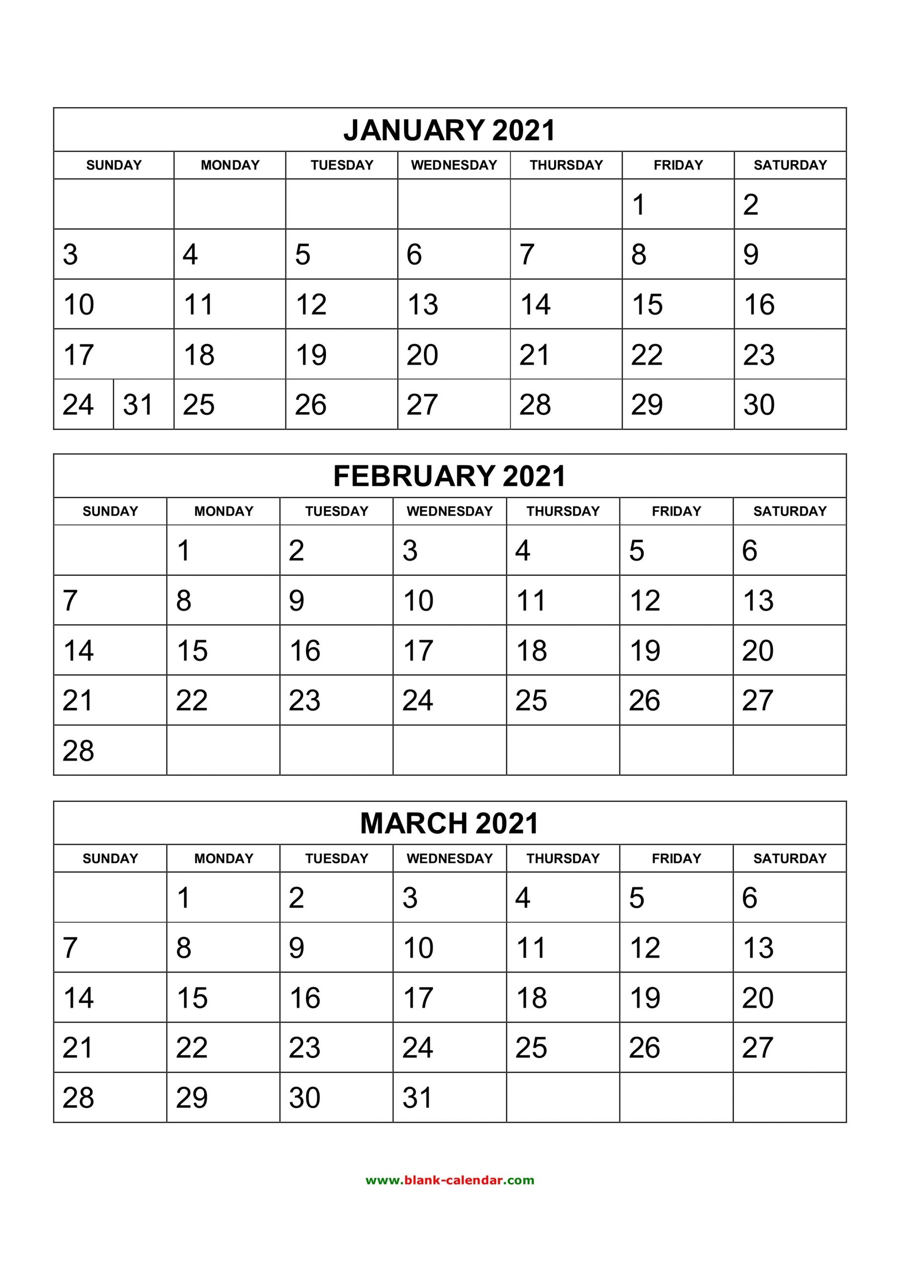 Free Download Printable Calendar 2021, 3 Months Per Page, 4-2021 Three Month Word Calendar Template