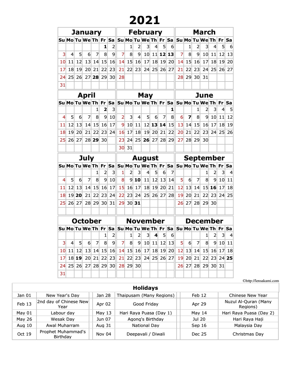 Free Download Printable Calendar 2021 Malaysia – Lensakami-Sarawak Almanac 2021 Pdf