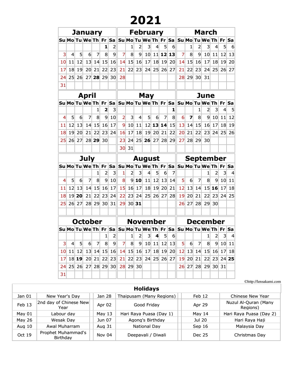 Sarawak Almanac 2021 Pdf | Calendar Template Printable