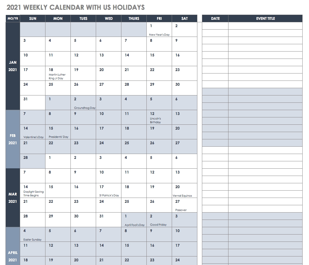 Free Excel Calendar Templates-Free Vacation Plan Excel 2021