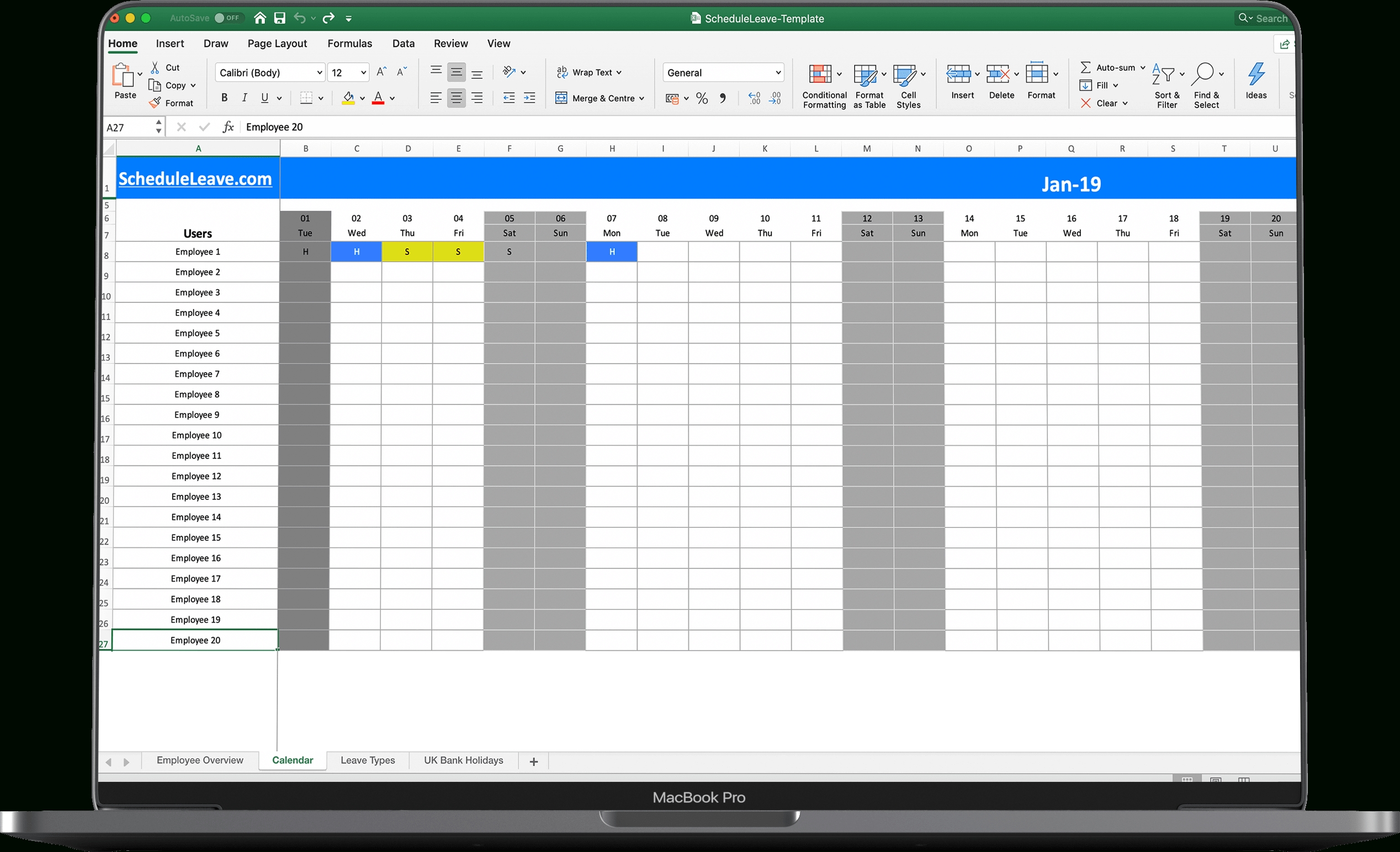 Free Excel Leave Calendar 2021 Spreadsheet Template-2021 Leave Planner Excel Template