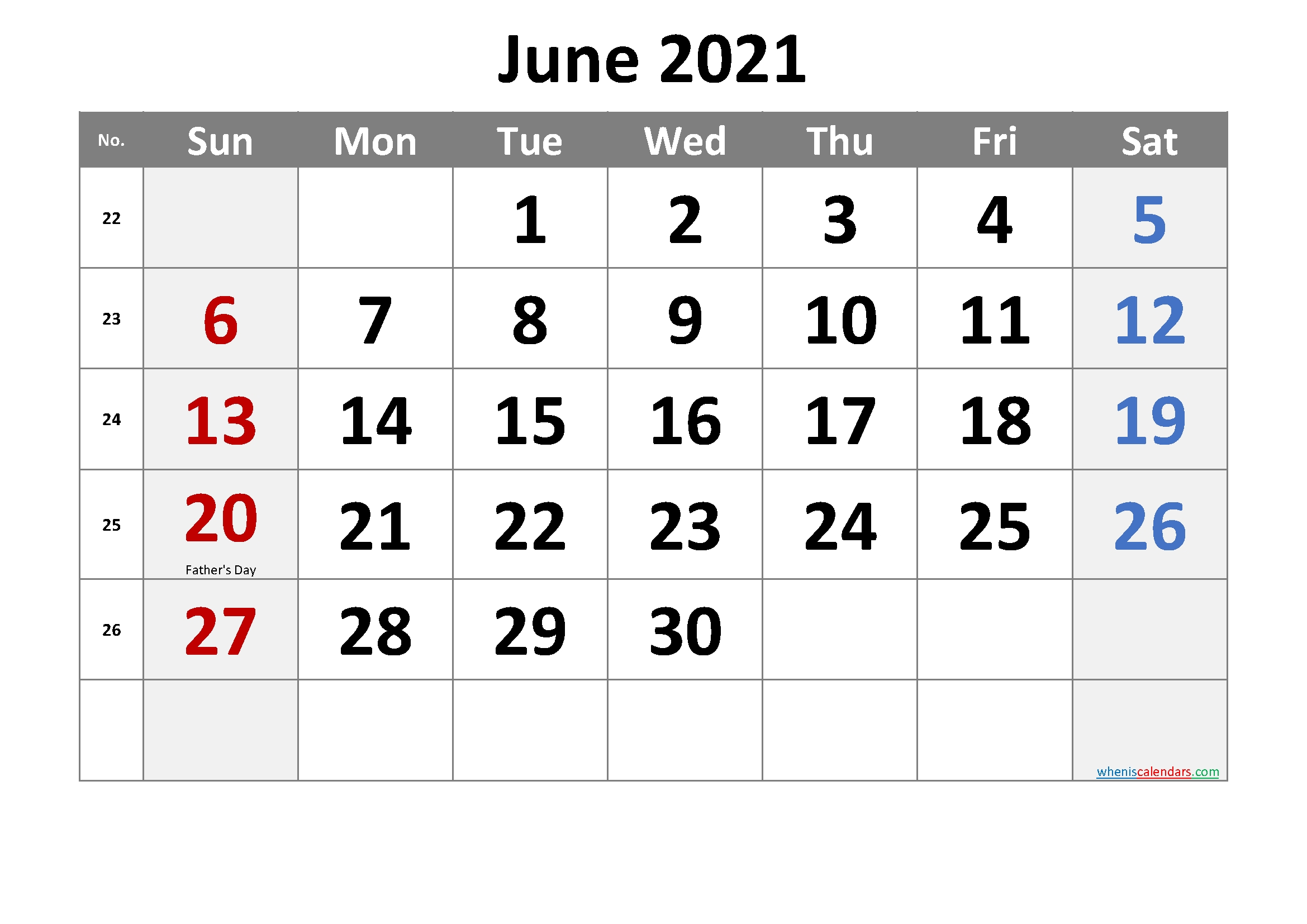 Free June 2021 Monthly Calendar Template Word-Template No-June 2021 Calendar Word Doc