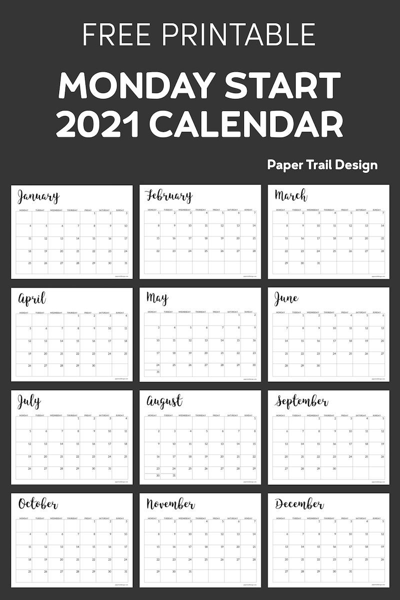 Free Printable 2021 Calendar - Monday Start | Paper Trail-Free Jewish Printable August 2021 Calender