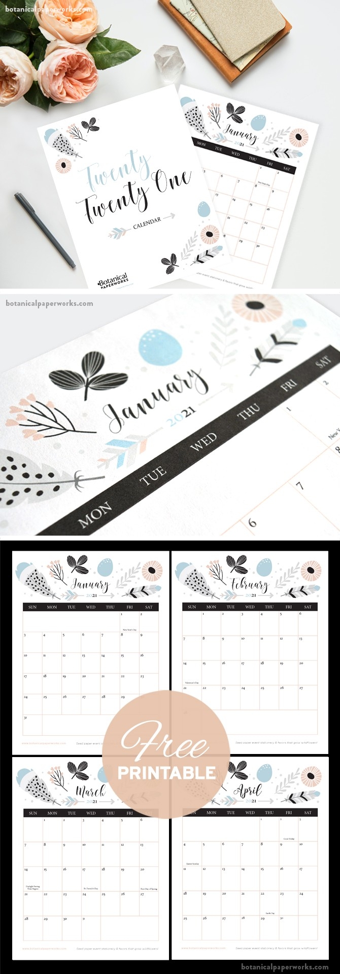 Free Printable 2021 Calendars | Botanical Paperworks-I 9 Forms Printable 2021