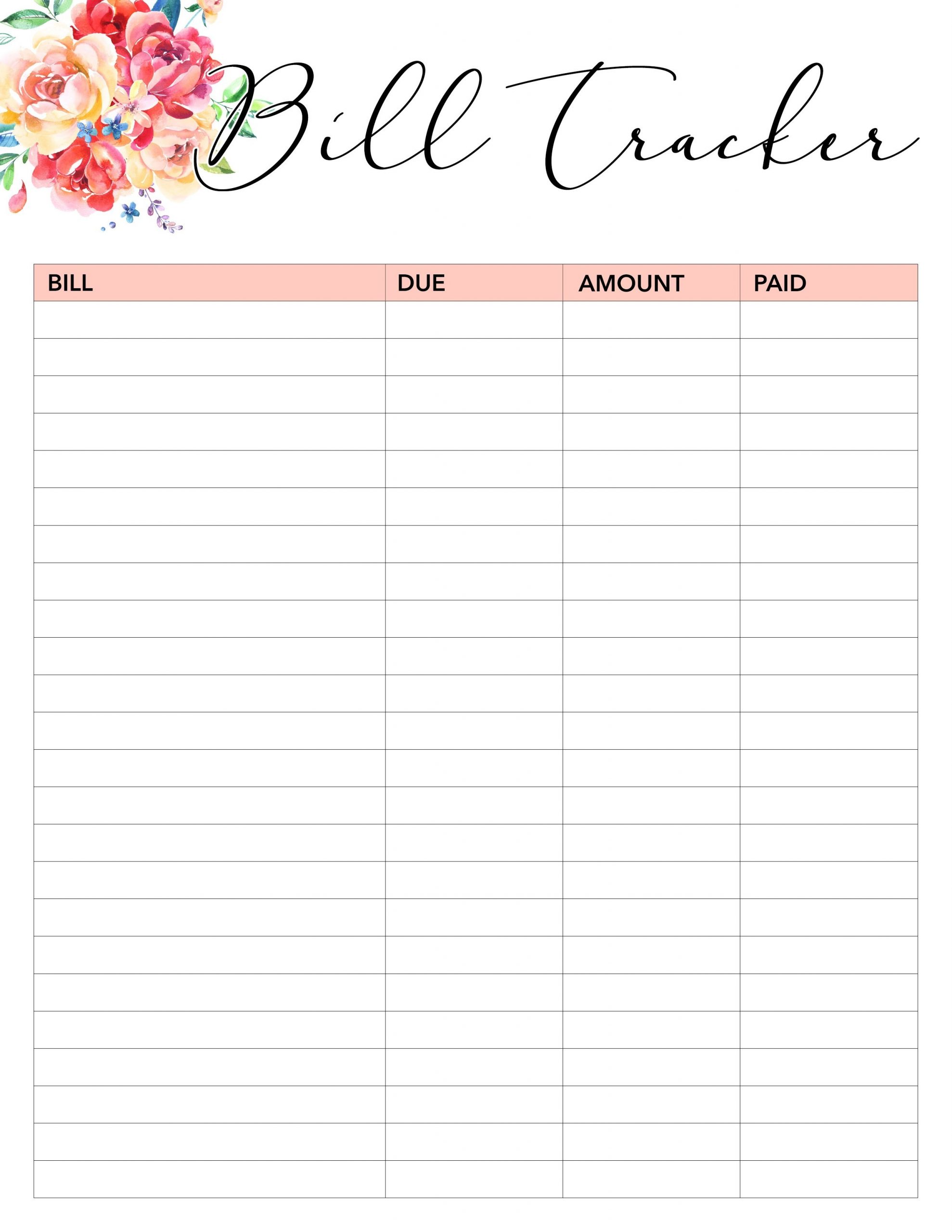 August 2021 Printable Bill | Calendar Template Printable