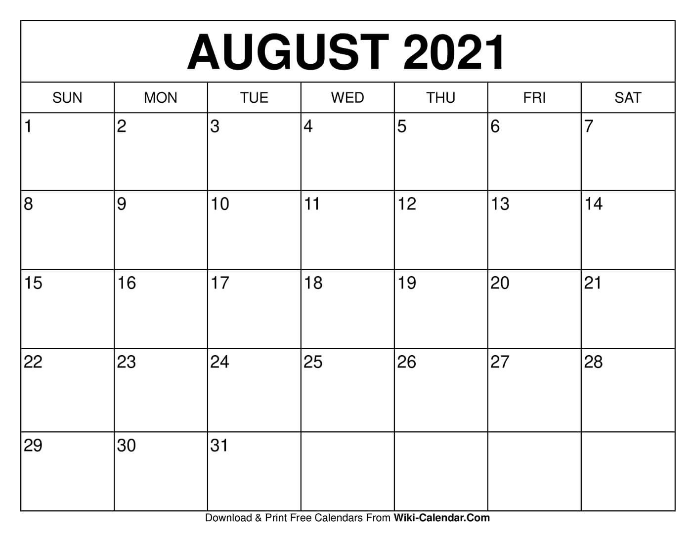 Free Printable August 2020 Calendars-June July 2021 Calendar Printable