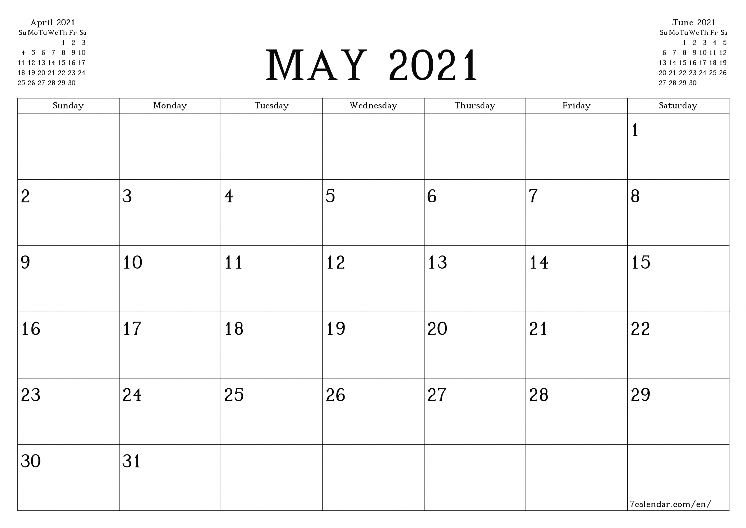 Free Printable Blank Monthly Calendar And Planner For May-Printable Blank Fill In Monthly Calendar 2021