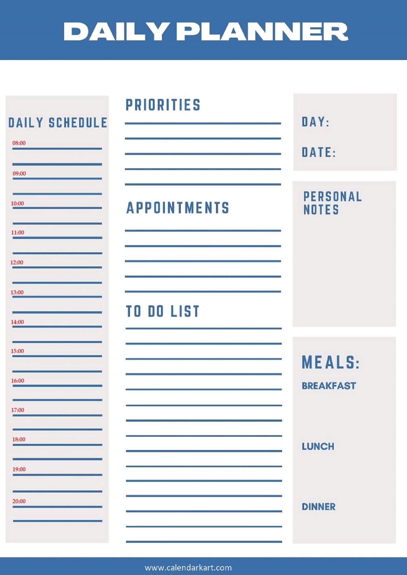 Free Printable Daily Planner 2021 Templates » Calendarkart-Calendar January 2021 Hourly Daily Task List Template